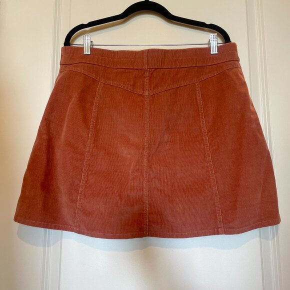 Aerie Rosy Pink Button-Up Stretch Corduroy Mini Skirt, Size XL - New with Tags - Picture 4 of 5